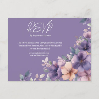 Purply pink flowers on Wedding Responce Card