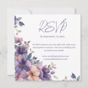 Purply pink flowers on Wedding RSVP Card
