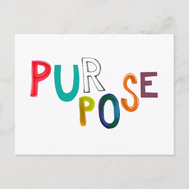 Purpose meaning use identity fun colourful word ar postcard (Front)