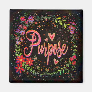 Purpose Pretty Fun Colourful Floral Inspirivity Magnet