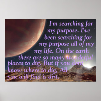 Purposeful quote over triple sunset illustration poster