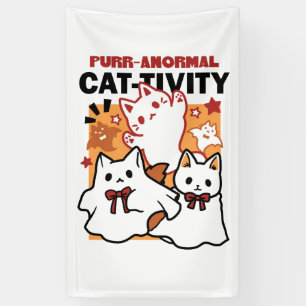 Purr-anormal Cat-tivity Cute Halloween Cat Design Banner