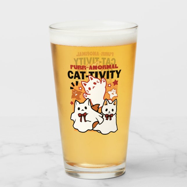 Purr-anormal Cat-tivity Cute Halloween Cat Design Glass (Front Filled)
