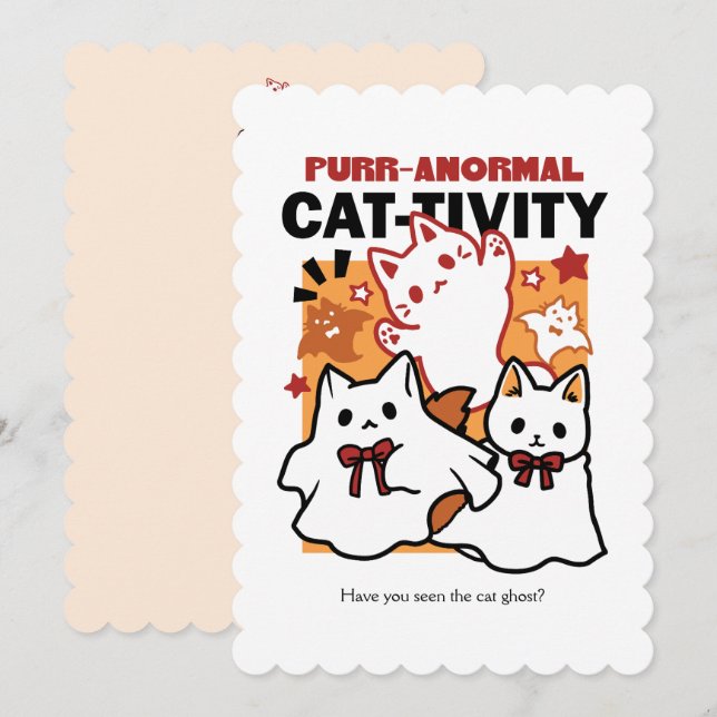 Purr-anormal Cat-tivity Cute Halloween Cat Design Holiday Card (Front/Back)
