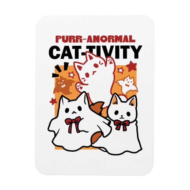 Purr-anormal Cat-tivity Cute Halloween Cat Design Magnet (Vertical)