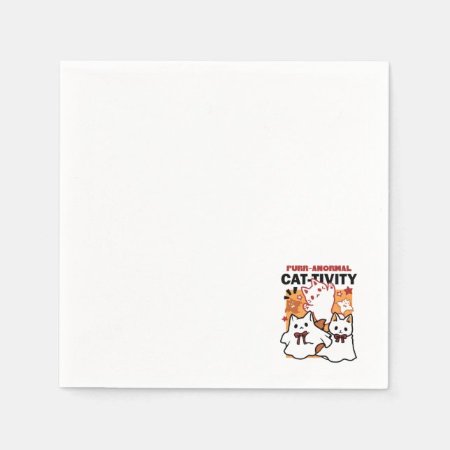 Purr-anormal Cat-tivity Cute Halloween Cat Design Napkin (Front)
