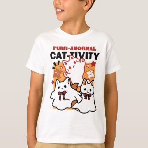 Purr-anormal Cat-tivity Cute Halloween Cat Design T-Shirt
