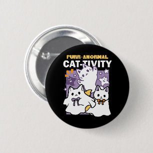 Purr-anormal Cat-tivity - Halloween Cat Design 6 Cm Round Badge
