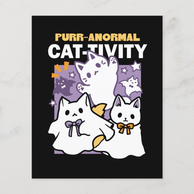 Purr-anormal Cat-tivity - Halloween Cat Design Flyer (Front)