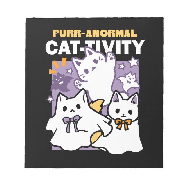 Purr-anormal Cat-tivity - Halloween Cat Design Notepad (Front)