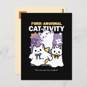 Purr-anormal Cat-tivity - Halloween Cat Design Postcard