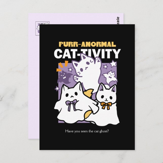 Purr-anormal Cat-tivity - Halloween Cat Design Postcard (Front/Back)