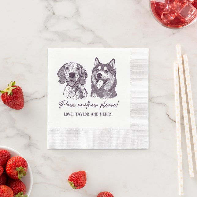 Purr Another Please Customised Pet Wedding Napkins (Insitu)