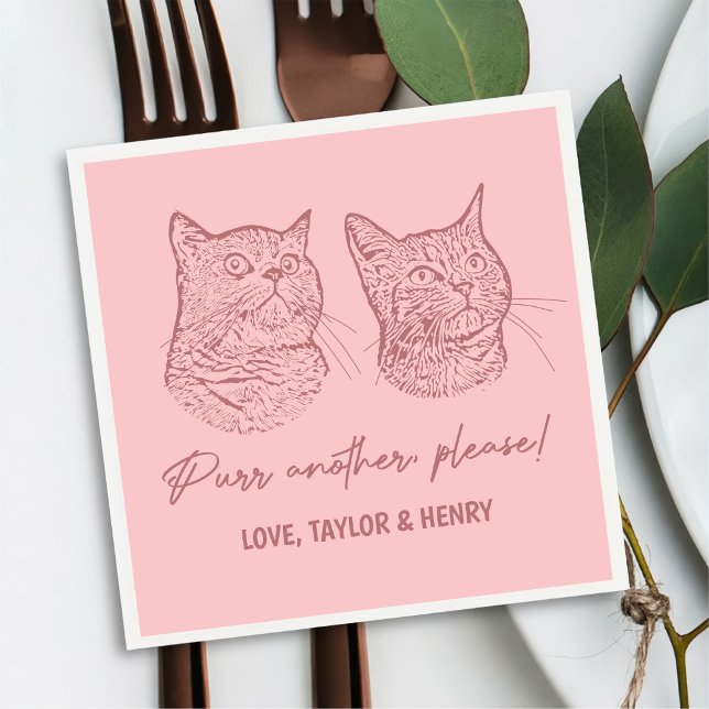 Purr Another Please Customised Pet Wedding Napkins (Creator Uploaded)