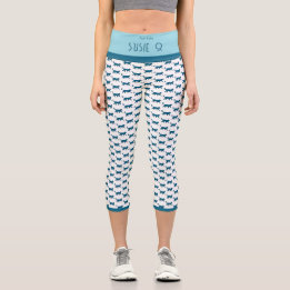 PURR BABY "BLUE" PERSONALIZE HIGH-WAIST CAPRI LEGGINGS