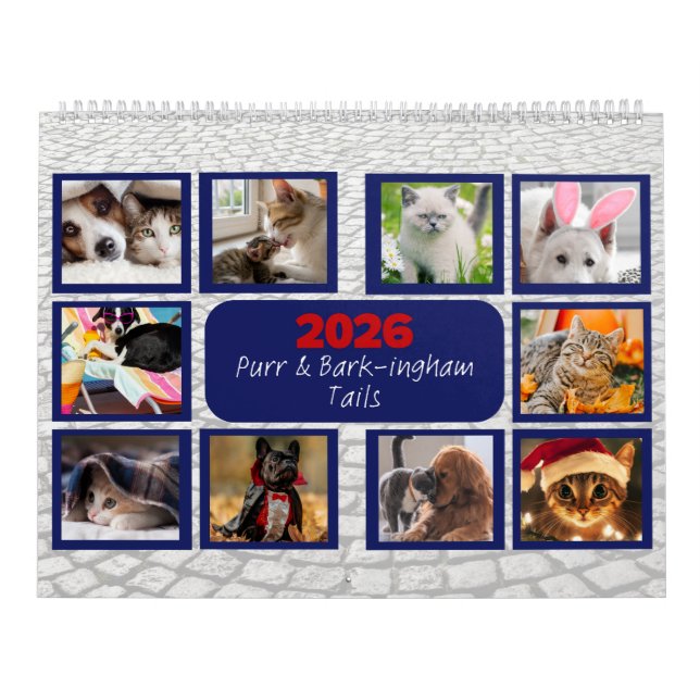 'Purr & Bark-ingham Tails' Pet Custom Calendar (Cover)