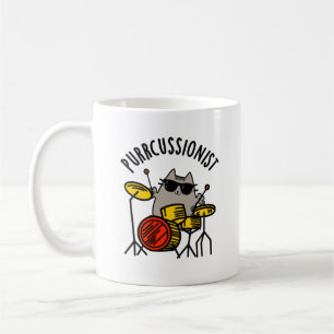 Purr-cussionist Funny Drummer Cat Pun  Coffee Mug