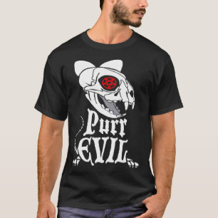 Purr Evil Cat Skeleton Goth Pentagram Occult Hallo T-Shirt
