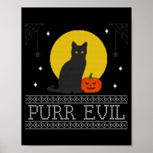 Purr Evil _ Funny Cute Spooky Halloween Black Cat Poster