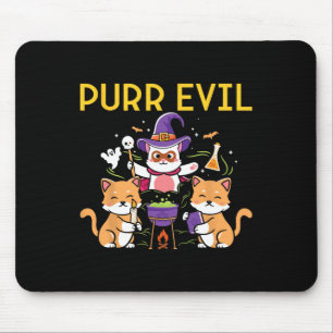 Purr Evil Halloween Cats Witches Funny spooky cats Mouse Mat