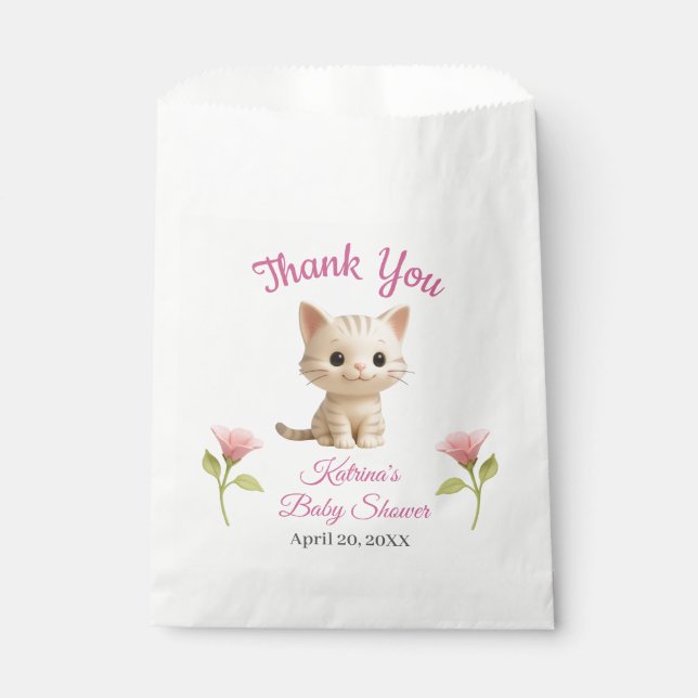 Purr-fect Baby Girl Kitten Baby Shower Favour Bags (Front)