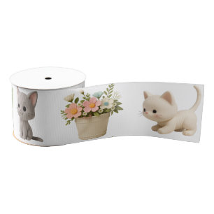 Purr-fect Baby Girl Kitten Baby Shower Grosgrain Ribbon