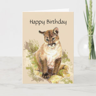 Purr-Fect Birthday, Cougar, Puma, Mountain Lion Ca Card