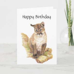 Purr- Fect Birthday, Cougar, Puma, Mountain Lion Card