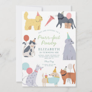 Purr-fect Birthday Pawty Cats & Dogs Invitation
