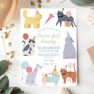 Purr-fect Birthday Pawty Cats & Dogs Invitation