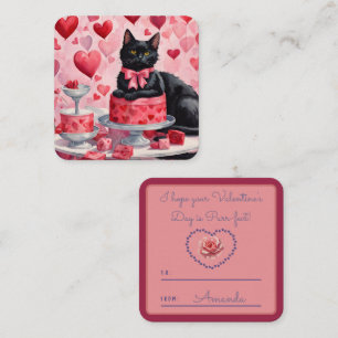 Purr-fect black cat Classroom Valentine Card