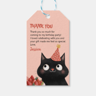 Purr-fect Black Cat Kids’ Birthday Party Thank You Gift Tags