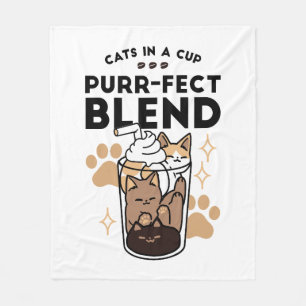 Purr-fect Blend: Cat and Coffee Art for Pet Lovers Fleece Blanket