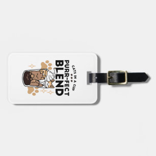 Purr-fect Blend: Cat and Coffee Art for Pet Lovers Luggage Tag