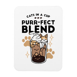 Purr-fect Blend: Cat and Coffee Art for Pet Lovers Magnet