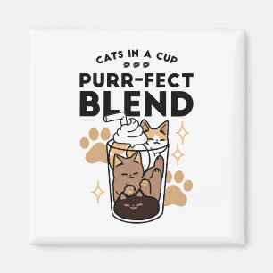 Purr-fect Blend: Cat and Coffee Art for Pet Lovers Magnet