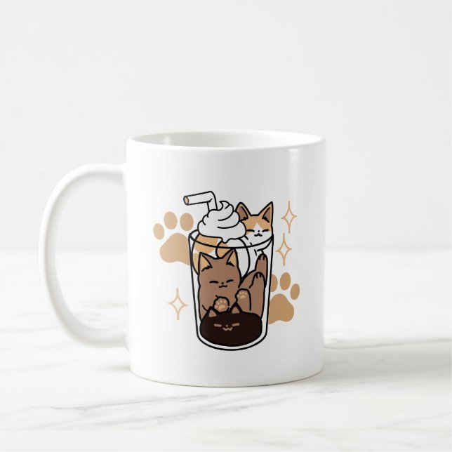 Purr-fect Blend: Cat and Coffee Art for Pet Lovers Mug (Left)