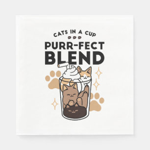 Purr-fect Blend: Cat and Coffee Art for Pet Lovers Napkin