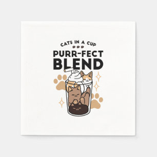 Purr-fect Blend: Cat and Coffee Art for Pet Lovers Napkin