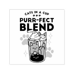 Purr-fect Blend: Cat and Coffee Art for Pet Lovers Self-inking Stamp