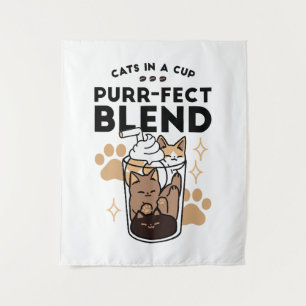 Purr-fect Blend: Cat and Coffee Art for Pet Lovers Tapestry