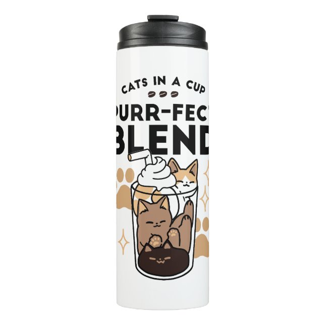 Purr-fect Blend: Cat and Coffee Art for Pet Lovers Thermal Tumbler (Front)