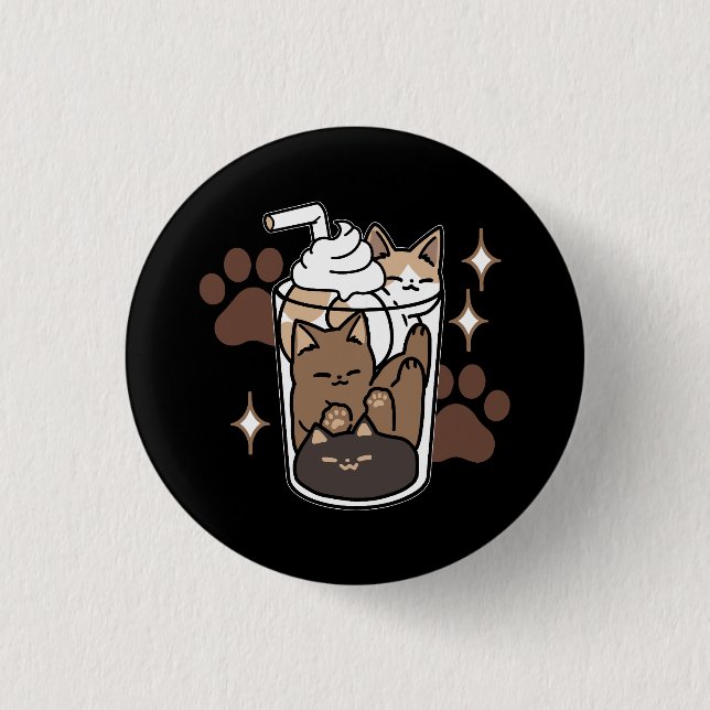 Purr-fect Blend: Coffee Design for Cat & Coffee 3 Cm Round Badge (Front)