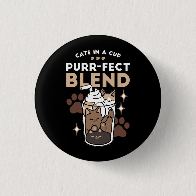Purr-fect Blend: Coffee Design for Cat & Coffee 3 Cm Round Badge (Front)
