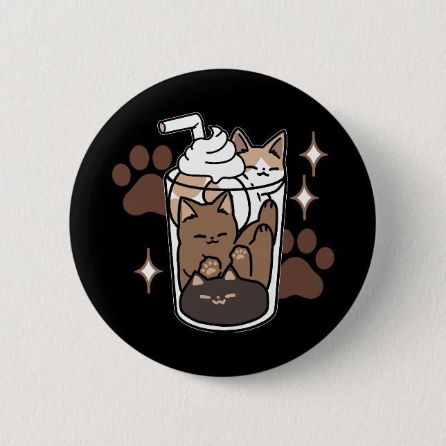 Purr-fect Blend: Coffee Design for Cat & Coffee 6 Cm Round Badge (Front)