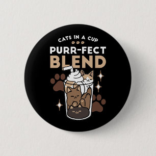 Purr-fect Blend: Coffee Design for Cat & Coffee 6 Cm Round Badge