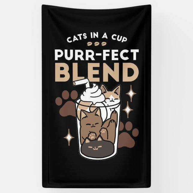 Purr-fect Blend: Coffee Design for Cat & Coffee Banner (Vertical)