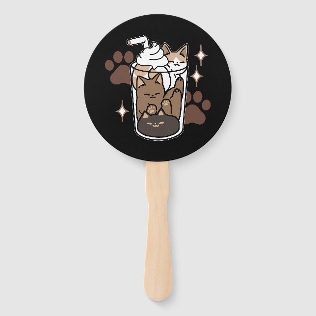 Purr-fect Blend: Coffee Design for Cat & Coffee Hand Fan (Front)