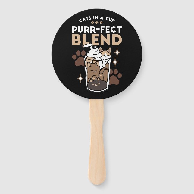Purr-fect Blend: Coffee Design for Cat & Coffee Hand Fan (Front)