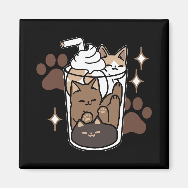 Purr-fect Blend: Coffee Design for Cat & Coffee Magnet (Front)